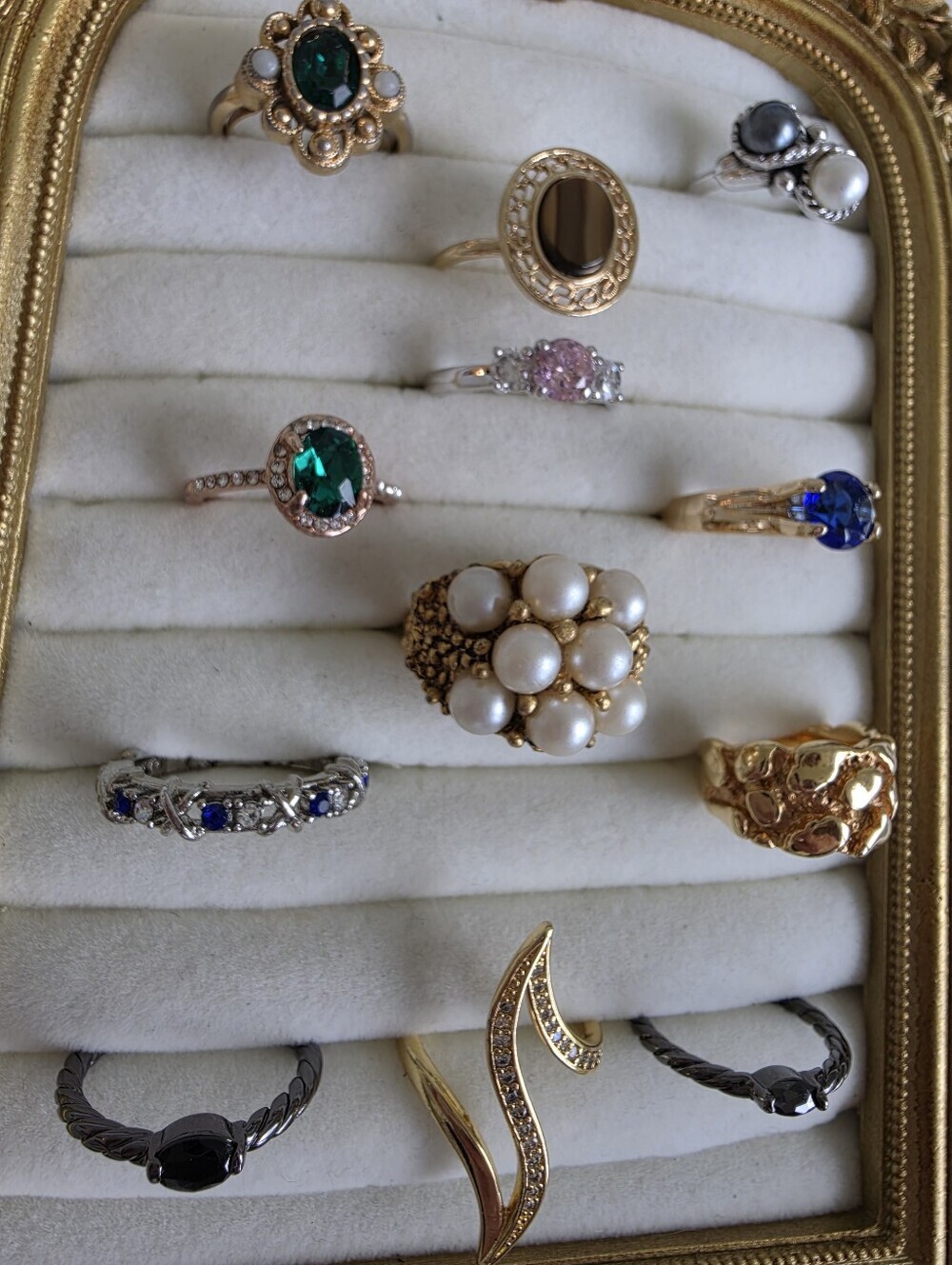 Vintage Ring Lot 12 Pcs | Avon • Sarah Coventry Tiger Eye • Gold & Silver Tone - Picture 8 of 11